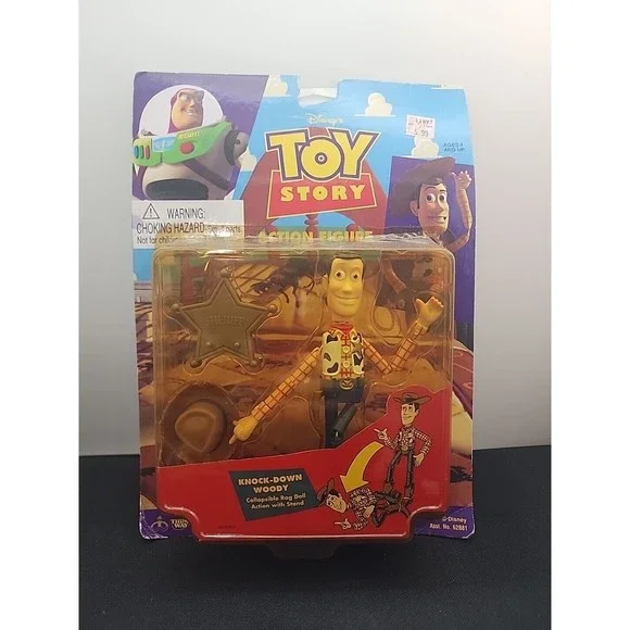 Toy Story Knock-Down Woody Action Figure ThinkWay Disney Pixar 1995 NEW Vintage - Picture 1 of 5